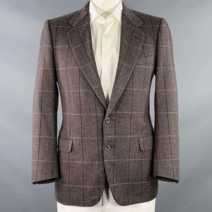 LARUSMIANI Brown Black Beige Window Pane Cashmere Sport Coat